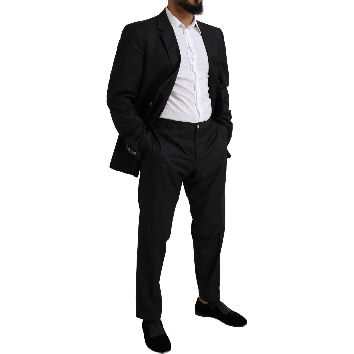 Dolce & Gabbana Elegant Black Virgin Wool Martini Suit Dolce & Gabbana