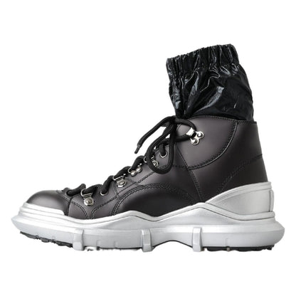 Dolce & Gabbana Black Nylon Galileo High Top Sneakers Shoes