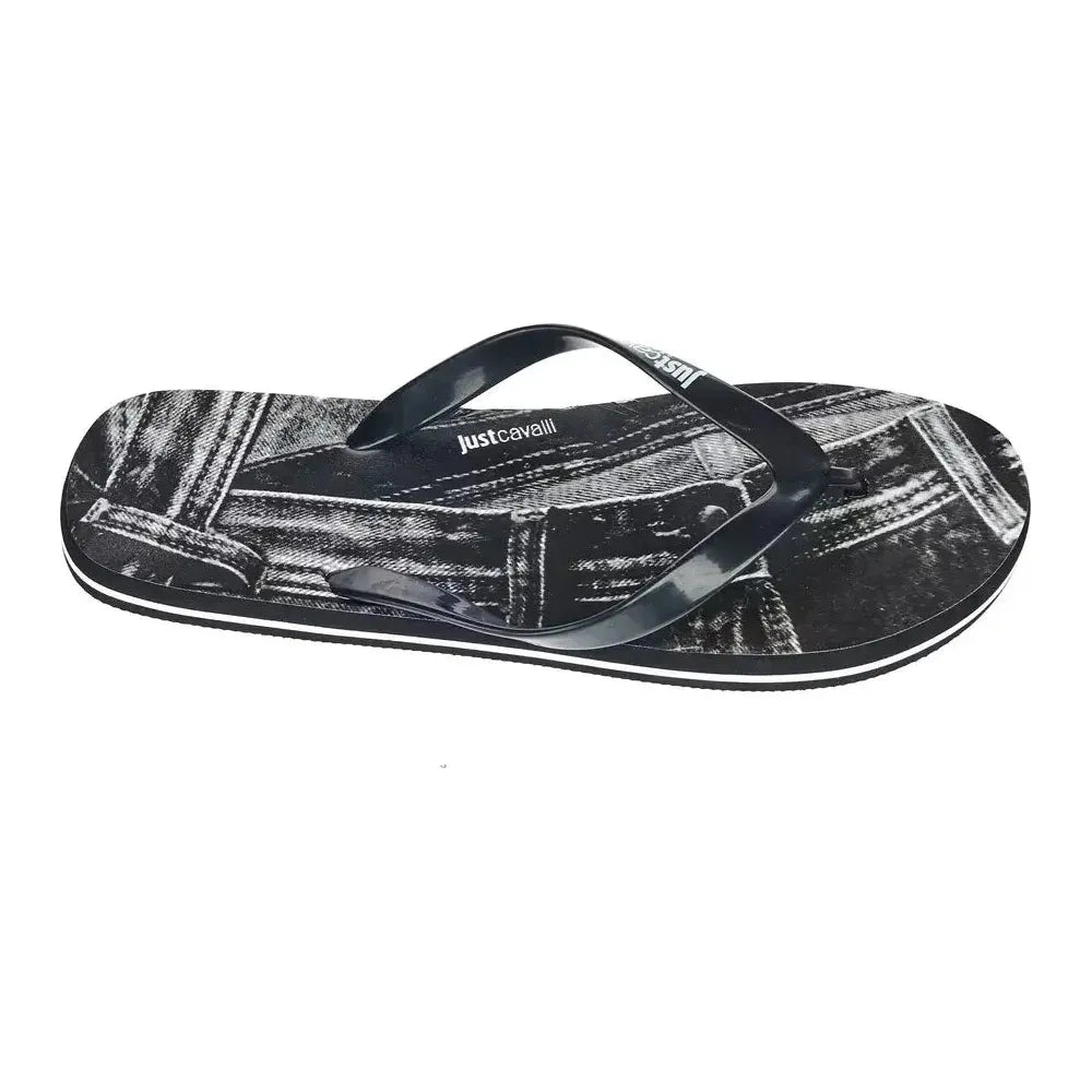 Just Cavalli Black PVC Men's Sandal Just Cavalli Dark Slate Gray
