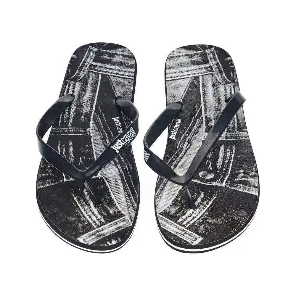 Just Cavalli Black PVC Men's Sandal Just Cavalli Dark Slate Gray