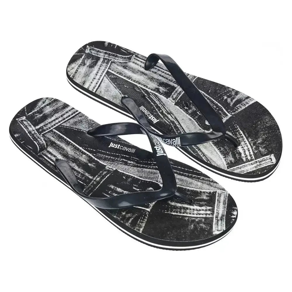 Just Cavalli Black PVC Men's Sandal Just Cavalli Dark Slate Gray