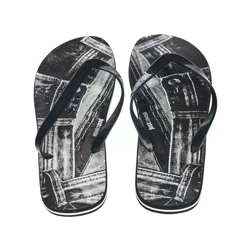 Just Cavalli Black PVC Men's Sandal Just Cavalli Dark Slate Gray