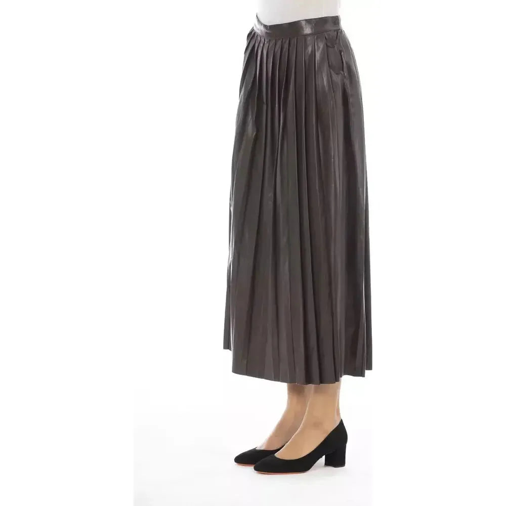 Alpha Studio Brown Polyethylene Women Skirt Alpha Studio