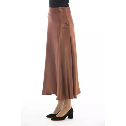 Alpha Studio Brown Viscose Women Skirt 1728,67345744032,Alpha Studio,Brown,Clothing,IT42|M,Long - Skirts - Clothing,New with tags,Skirts - Clothing,Skirts - Women - Clothing,Women,Women - Clothing