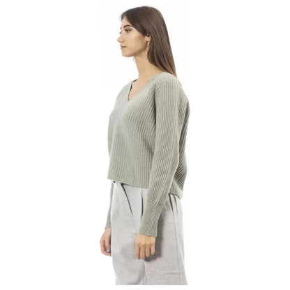 Alpha Studio Green Wool Women Sweater 1728,67345744032,Alpha Studio,Bicolor,Clothing,IT42|M,New with tags,Sweaters - Clothing,Sweaters - Women - Clothing,Sweatshirts - Sweaters - Clothing,Women,Women - Clothing