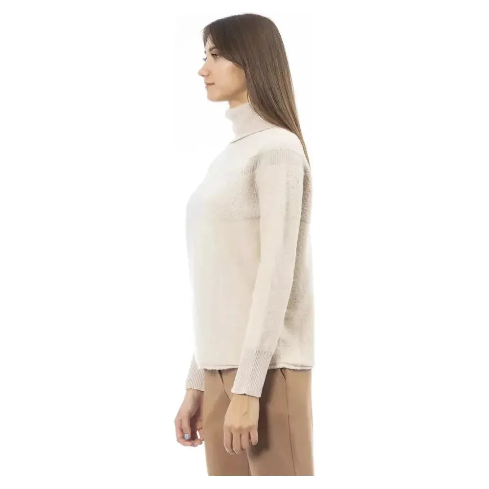 Alpha Studio Beige Wool Women Sweater Alpha Studio Light Gray