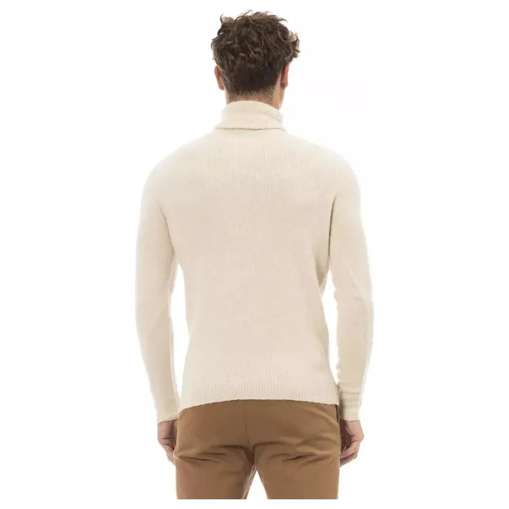 Alpha Studio Beige Alpaca Men Sweater Alpha Studio Light Gray