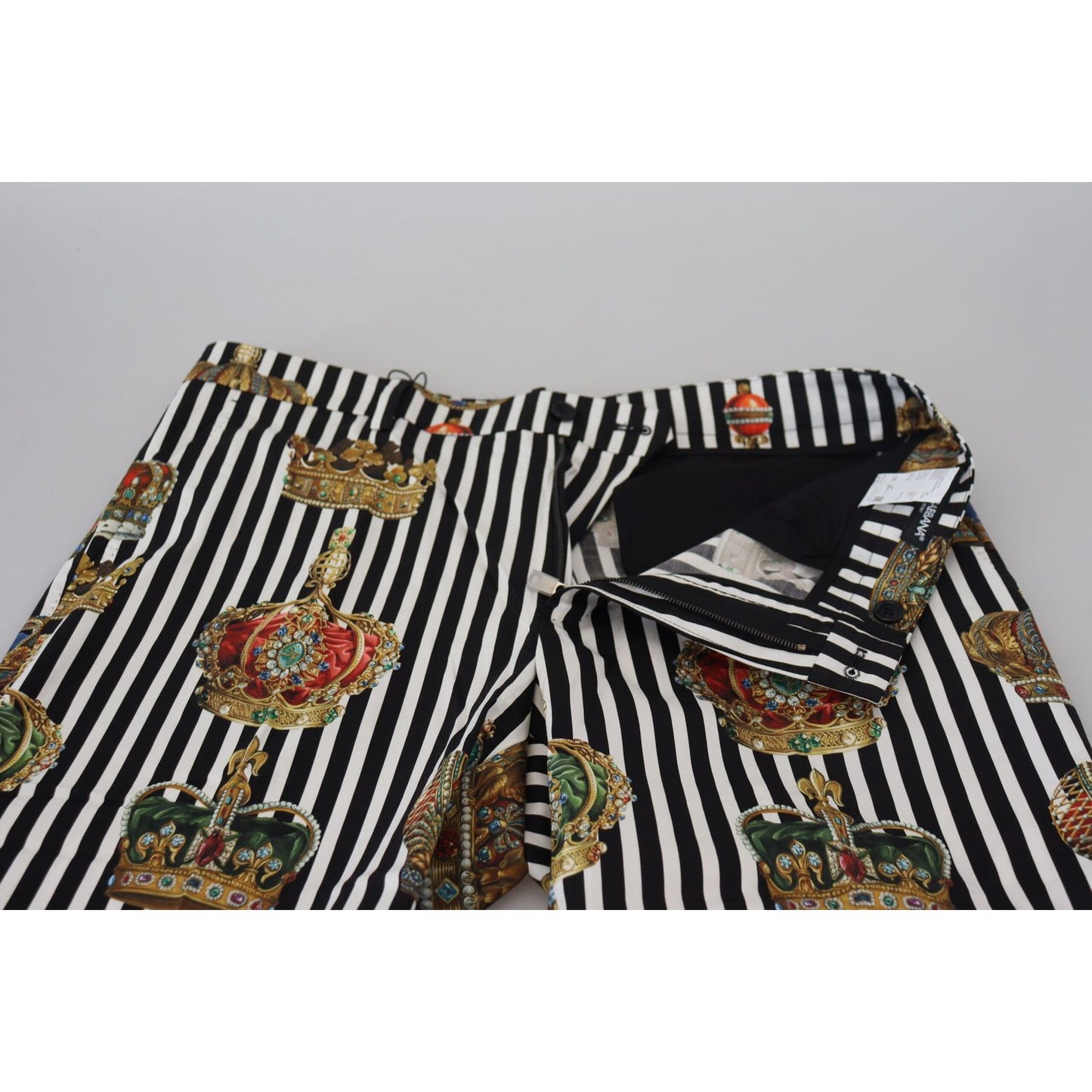 Dolce & Gabbana White Cotton Stretch Crown Trouser Pants