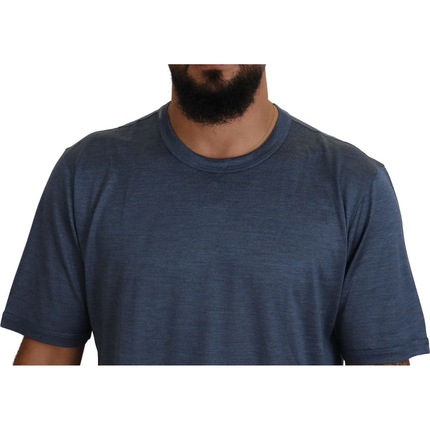 Dolce & Gabbana Silken Blue Crewneck Tee – A Touch of Elegance Dolce & Gabbana