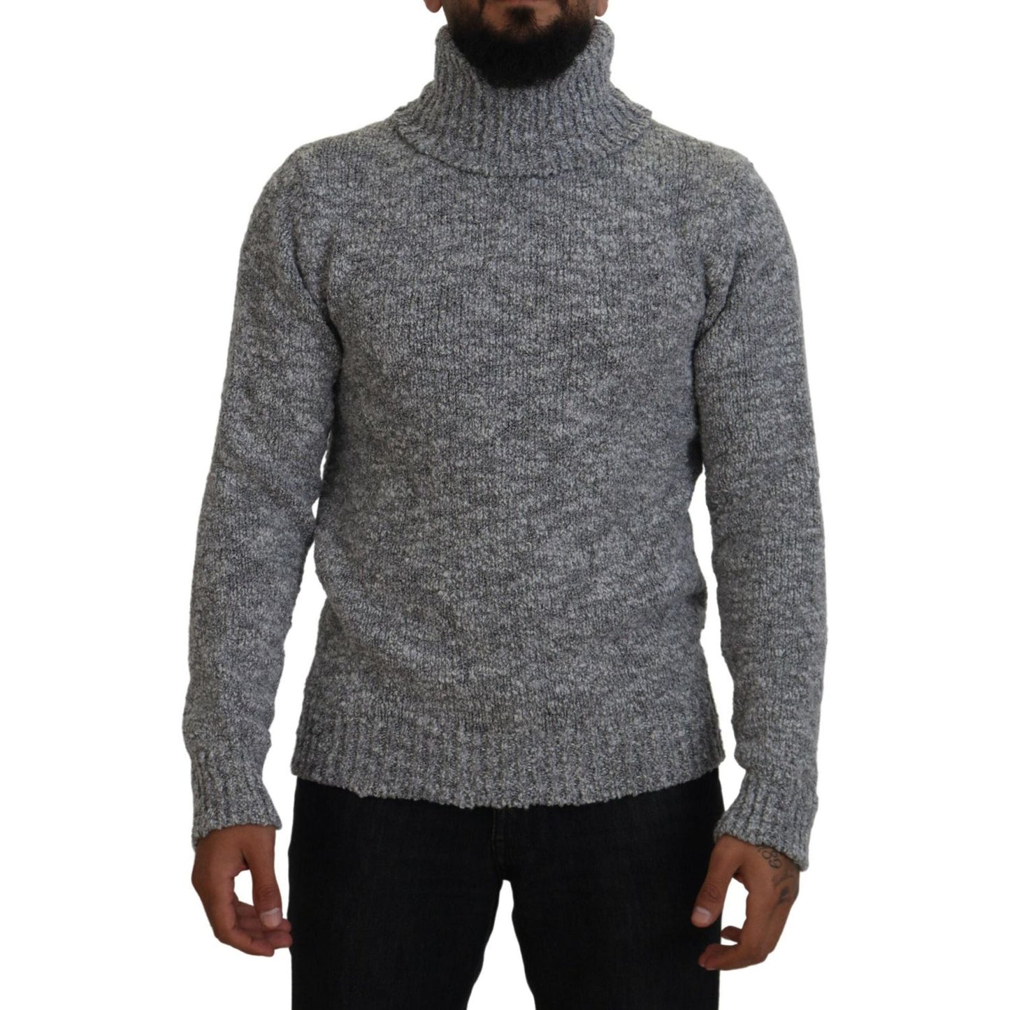 Dolce & Gabbana Elegant Gray Wool-Blend Turtleneck Sweater Dolce & Gabbana