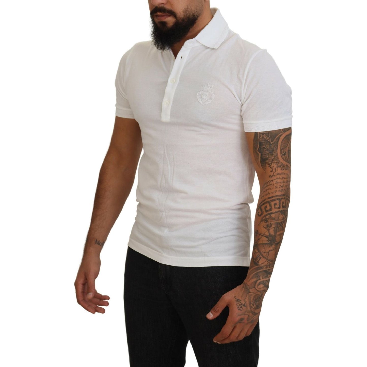 Dolce & Gabbana Elegant White Cotton Blend Polo Dolce & Gabbana