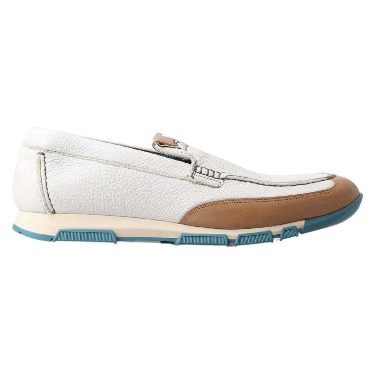 Dolce & Gabbana White Leather Loafers Moccasins Shoes