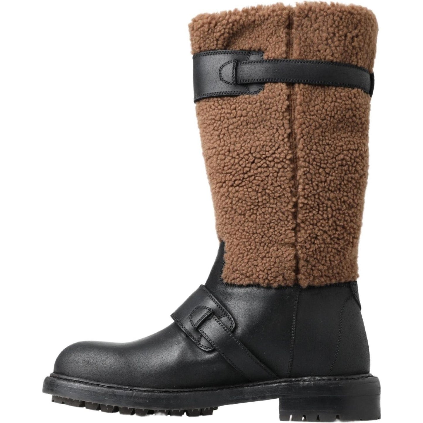 Dolce & Gabbana Black Leather Brown Shearling Boots 1728,18% PL,67345645728,76% Leather,Black,Boots - Men - Shoes,Boots - Shoes,Dolce & Gabbana,EU39/US6,EU46/US13,Material: 6% Elastane,Men,Men - Shoes,New with tags,Over The Knee - Boots - Shoes,Shoes