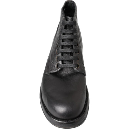 Dolce & Gabbana Black Horse Leather Perugino Boots