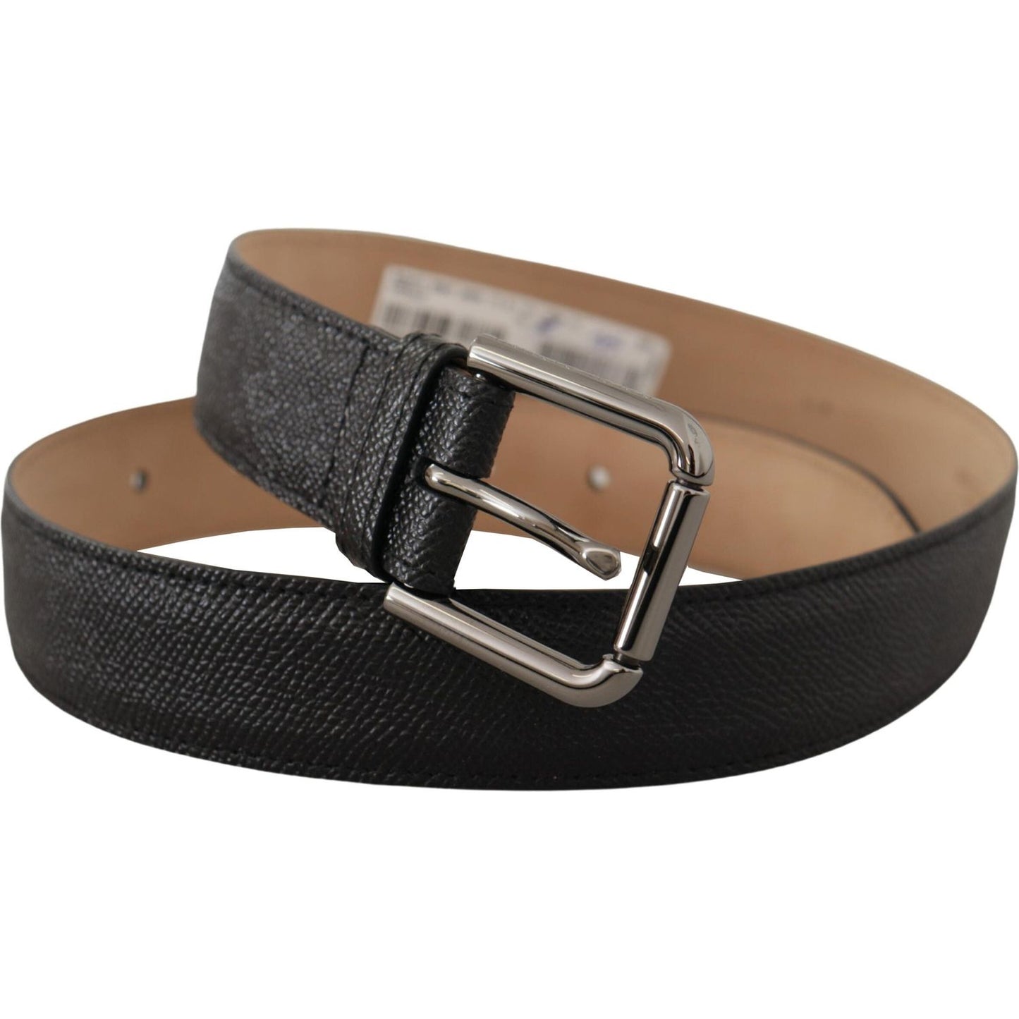Dolce & Gabbana Black Calf Leather Brown Backend Belt