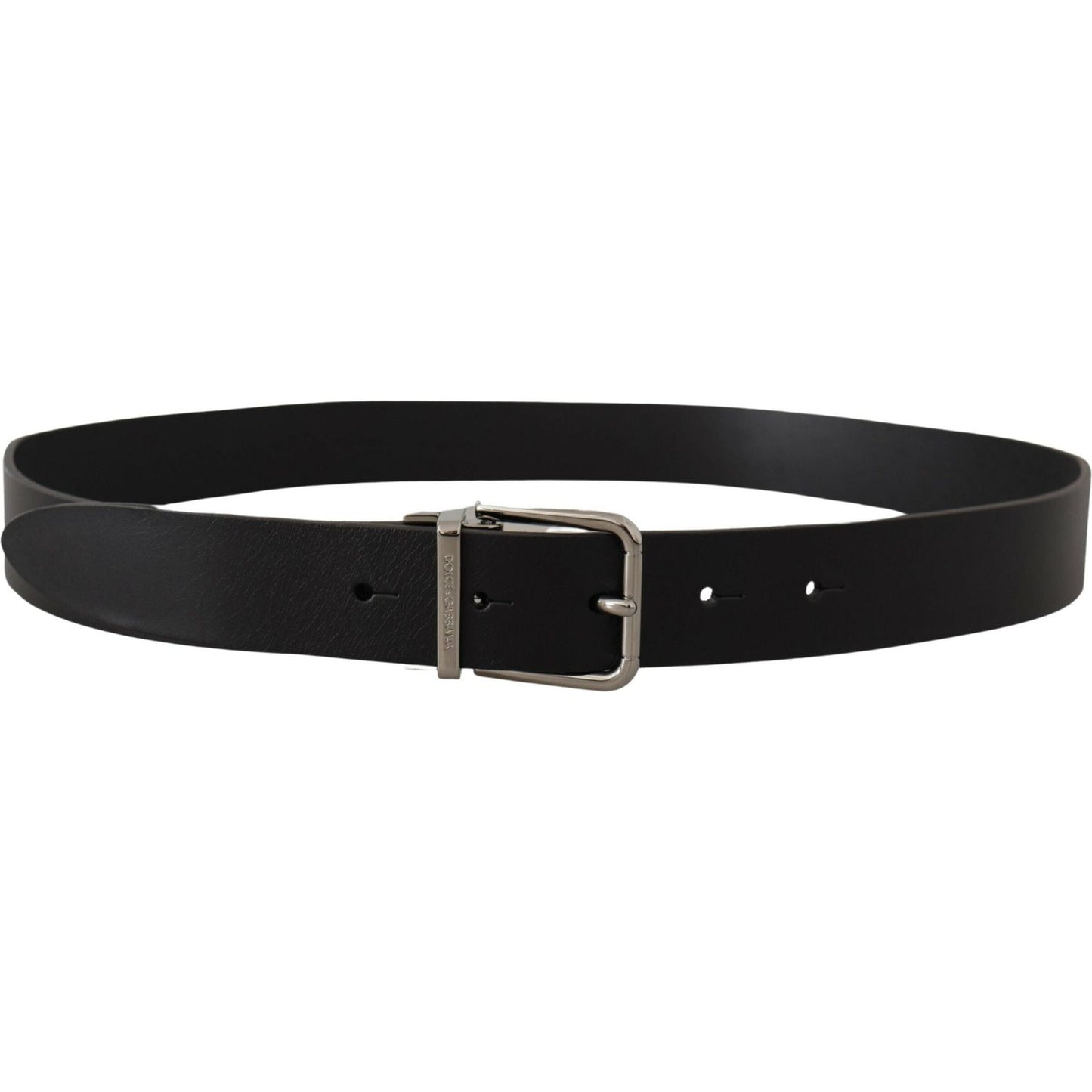 Dolce & Gabbana Elegant Black Leather Belt with Metal Buckle Dolce & Gabbana