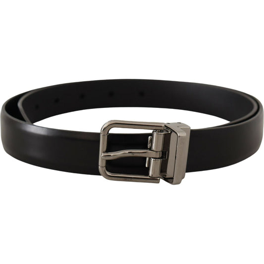 Dolce & Gabbana Elegant Black Leather Belt with Metal Buckle Dolce & Gabbana