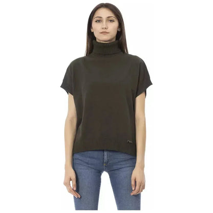 Baldinini Trend Green Wool Women Sweater 1728,67345744032,Baldinini Trend,Bicolor,Clothing,M,New with tags,S,Sweaters - Clothing,Sweaters - Women - Clothing,Sweatshirts - Sweaters - Clothing,Women,Women - Clothing