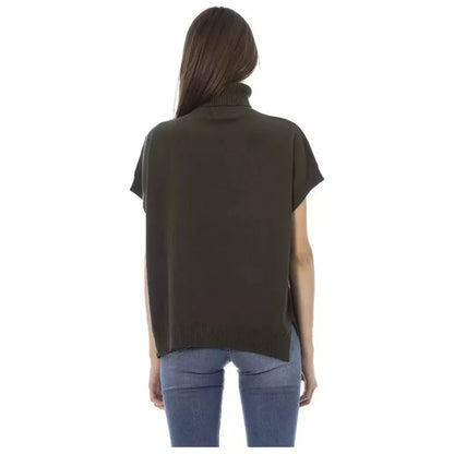 Baldinini Trend Green Wool Women Sweater 1728,67345744032,Baldinini Trend,Bicolor,Clothing,M,New with tags,S,Sweaters - Clothing,Sweaters - Women - Clothing,Sweatshirts - Sweaters - Clothing,Women,Women - Clothing