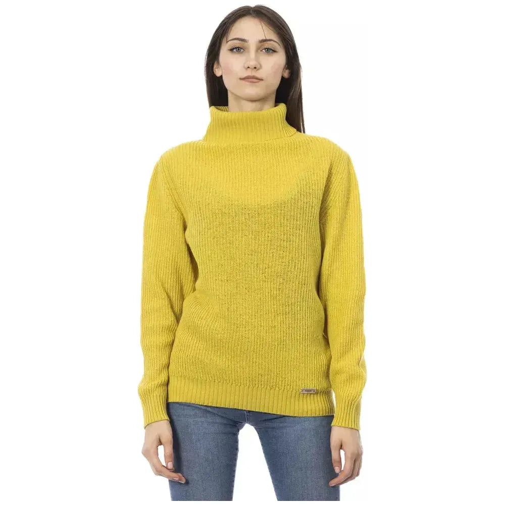 Baldinini Trend Yellow Wool Women Sweater 1728,67345744032,Baldinini Trend,Bicolor,Clothing,M,New with tags,S,Sweaters - Clothing,Sweaters - Women - Clothing,Sweatshirts - Sweaters - Clothing,Women,Women - Clothing