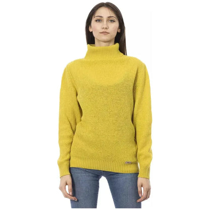 Baldinini Trend Yellow Wool Women Sweater 1728,67345744032,Baldinini Trend,Bicolor,Clothing,M,New with tags,S,Sweaters - Clothing,Sweaters - Women - Clothing,Sweatshirts - Sweaters - Clothing,Women,Women - Clothing