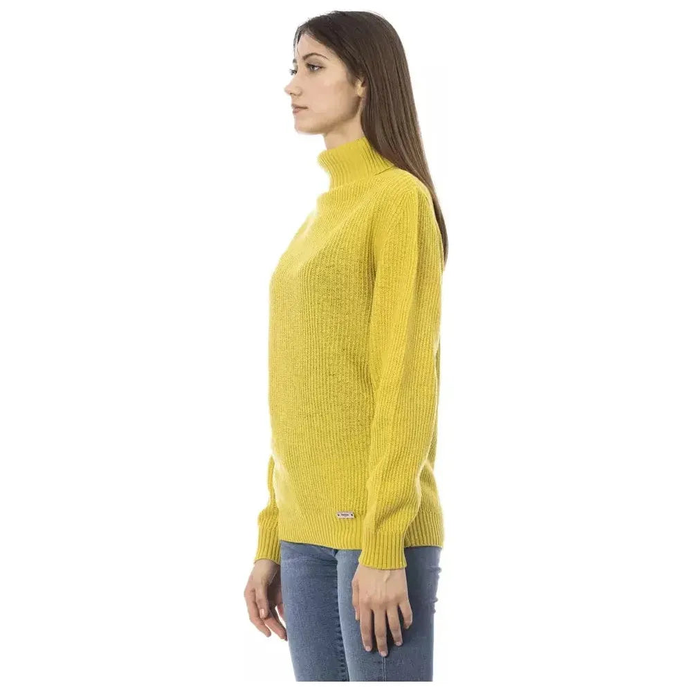 Baldinini Trend Yellow Wool Women Sweater 1728,67345744032,Baldinini Trend,Bicolor,Clothing,M,New with tags,S,Sweaters - Clothing,Sweaters - Women - Clothing,Sweatshirts - Sweaters - Clothing,Women,Women - Clothing