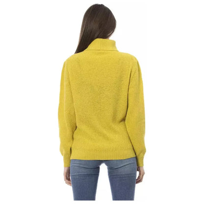 Baldinini Trend Yellow Wool Women Sweater 1728,67345744032,Baldinini Trend,Bicolor,Clothing,M,New with tags,S,Sweaters - Clothing,Sweaters - Women - Clothing,Sweatshirts - Sweaters - Clothing,Women,Women - Clothing