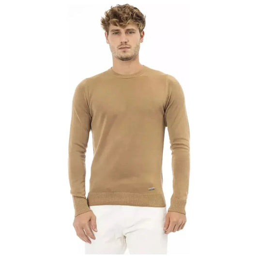 Baldinini Trend Beige Modal Men Sweater Baldinini Trend Rosy Brown