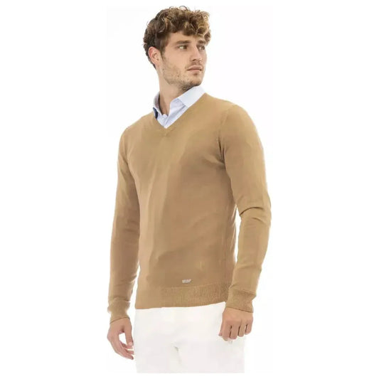 Baldinini Trend Beige Cashmere Men Sweater Baldinini Trend Rosy Brown