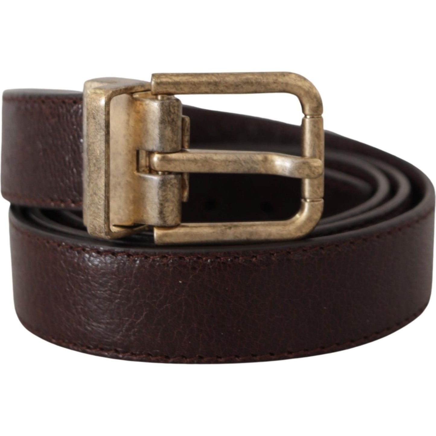 Dolce & Gabbana Elegant Leather Belt with Engraved Buckle Dolce & Gabbana