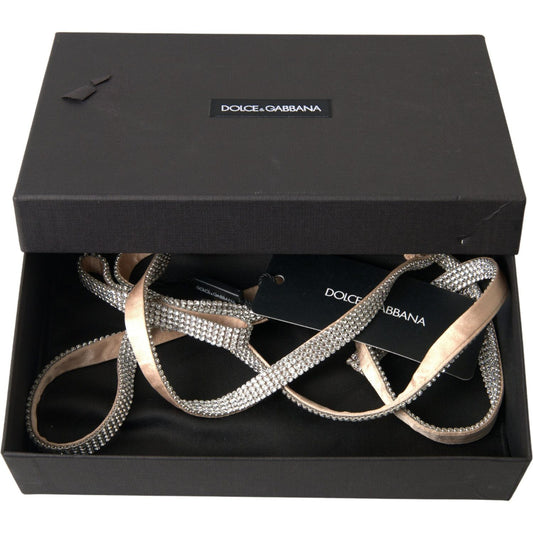 Dolce & Gabbana Elegant Crystal Skinny Silk Bow Belt Dolce & Gabbana