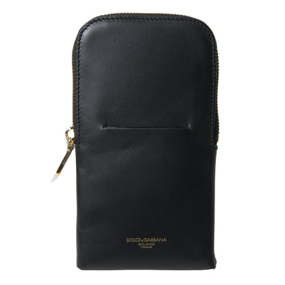 Dolce & Gabbana Black Leather Men Purse Double Belt Strap Bracelet Bag Dolce & Gabbana