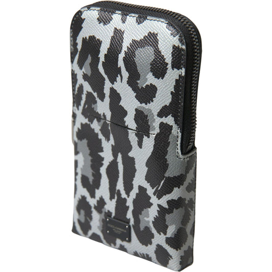 Dolce & Gabbana Elegant Leather Crossbody Phone Bag Dolce & Gabbana Dark Slate Gray