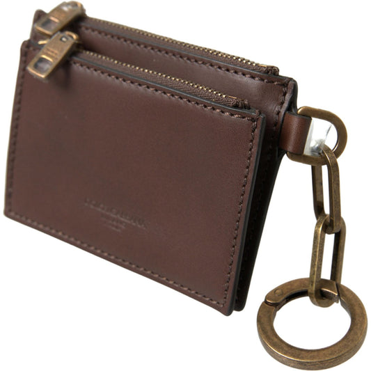 Dolce & Gabbana Elegant Brown Leather Coin Purse Wallet Dolce & Gabbana Dark Olive Green