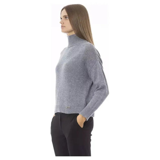 Baldinini Trend Gray Wool Women Sweater Baldinini Trend Light Slate Gray
