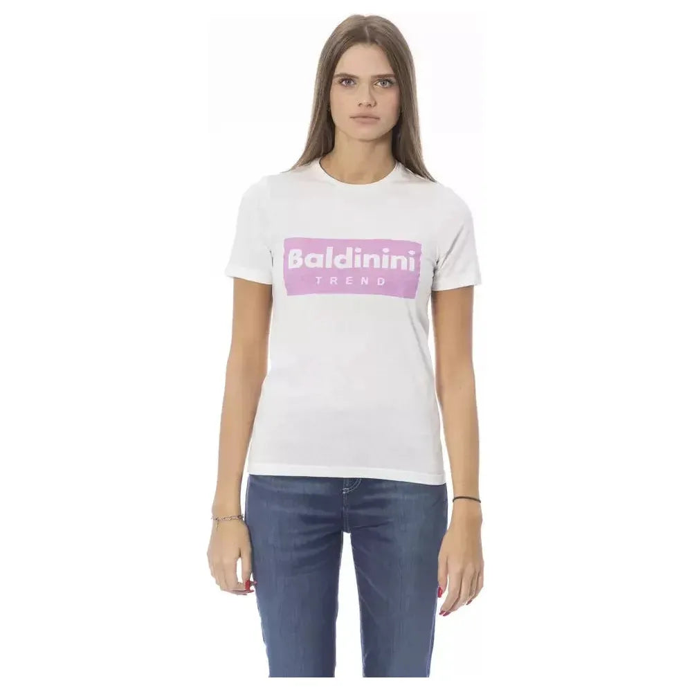 تي شيرت نسائي من القطن باللون الأبيض من Baldinini Trend
