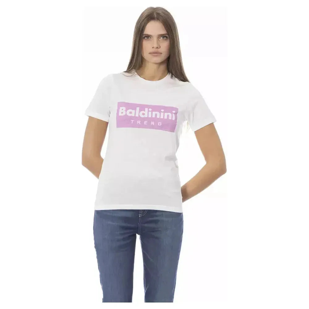 تي شيرت نسائي من القطن باللون الأبيض من Baldinini Trend