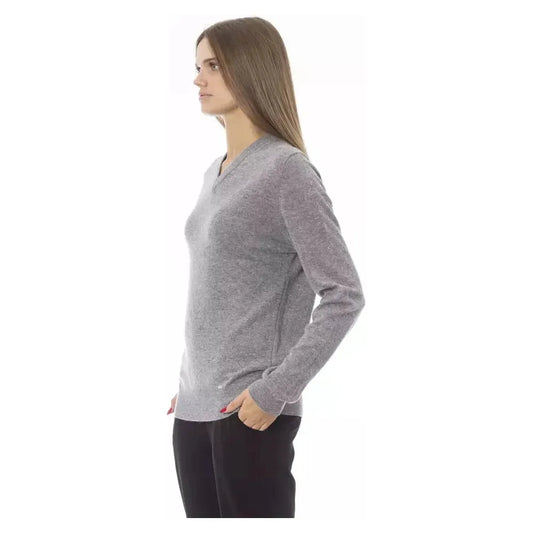 Baldinini Trend Gray Wool Women Sweater Baldinini Trend Light Slate Gray