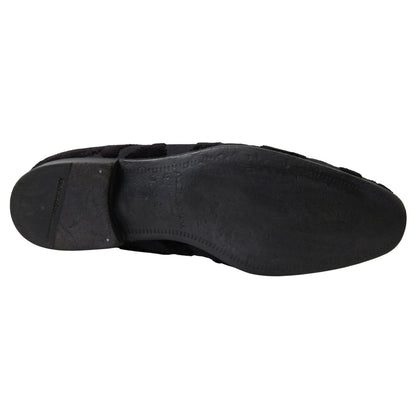 Dolce & Gabbana Black Brocade Loafers Formal Shoes
