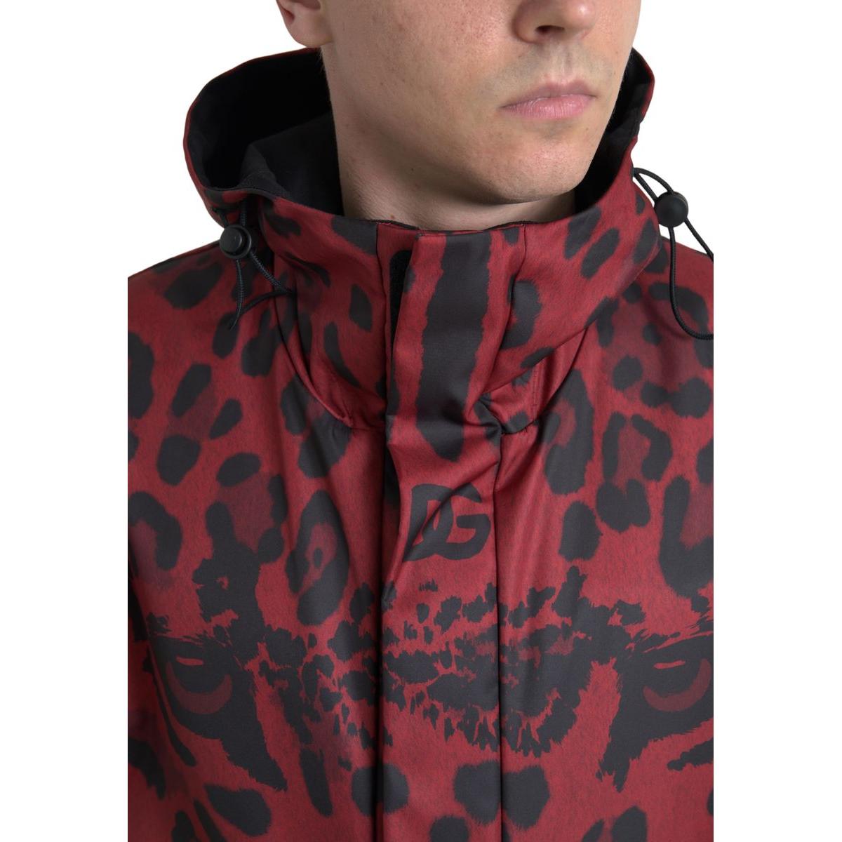 Dolce & Gabbana Radiant Red Leopard Print Hooded Jacket Dolce & Gabbana