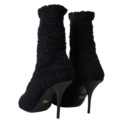 Dolce & Gabbana Black Stiletto Heels Mid Calf Boots 1728,67345645728,Black,Boots - Shoes,Boots - Women - Shoes,Dolce & Gabbana,EU38.5/US8,High Heel - Boots - Shoes,Material: Virgin Wool,New with tags,Shoes,Women,Women - Shoes