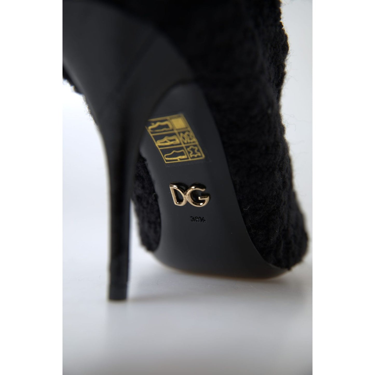 Dolce & Gabbana Black Stiletto Heels Mid Calf Boots 1728,67345645728,Black,Boots - Shoes,Boots - Women - Shoes,Dolce & Gabbana,EU38.5/US8,High Heel - Boots - Shoes,Material: Virgin Wool,New with tags,Shoes,Women,Women - Shoes