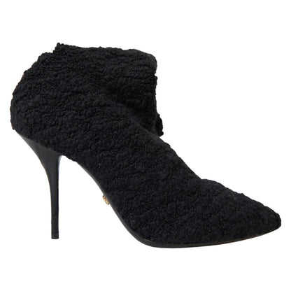 Dolce & Gabbana Black Stiletto Heels Mid Calf Boots 1728,67345645728,Black,Boots - Shoes,Boots - Women - Shoes,Dolce & Gabbana,EU38.5/US8,High Heel - Boots - Shoes,Material: Virgin Wool,New with tags,Shoes,Women,Women - Shoes
