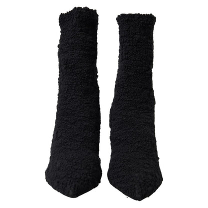 Dolce & Gabbana Black Stiletto Heels Mid Calf Boots 1728,67345645728,Black,Boots - Shoes,Boots - Women - Shoes,Dolce & Gabbana,EU38.5/US8,High Heel - Boots - Shoes,Material: Virgin Wool,New with tags,Shoes,Women,Women - Shoes