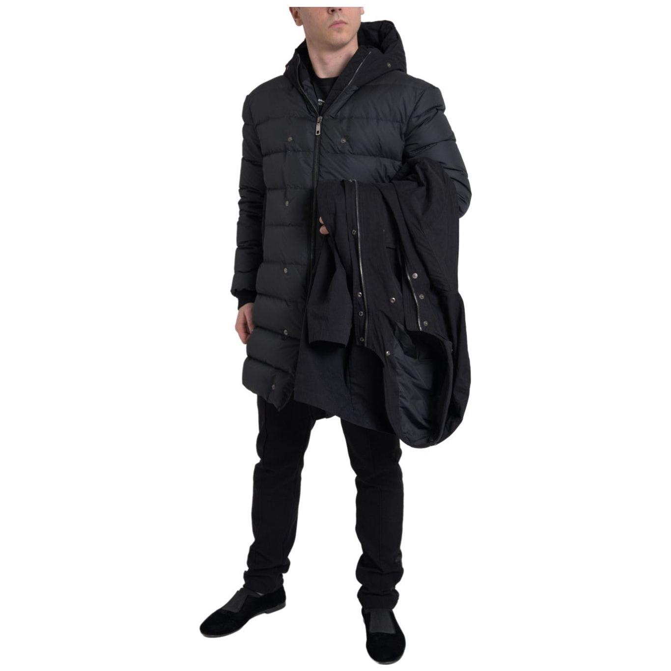 Dolce & Gabbana Elegant Black Hooded Trench Coat Dolce & Gabbana