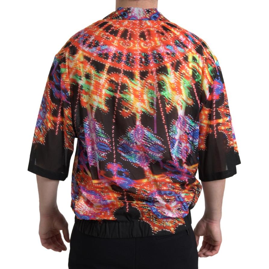 Dolce & Gabbana Multicolor Luminarie Print Men Cotton Shirt