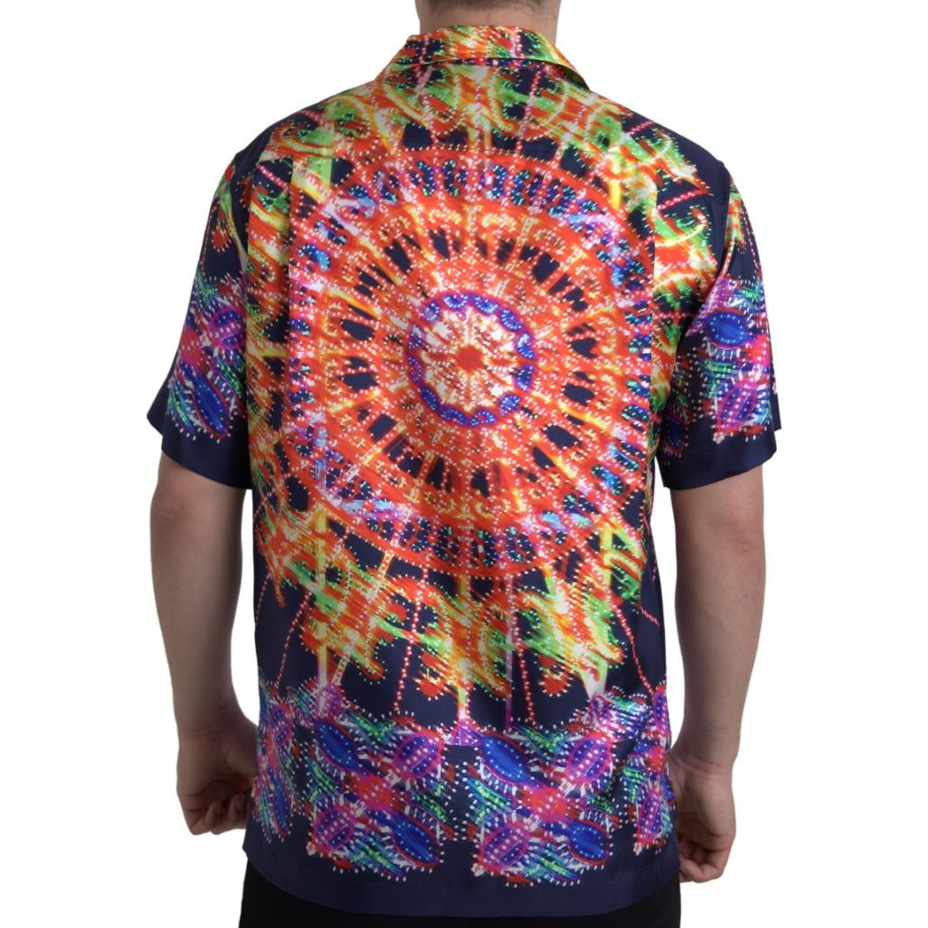 Dolce & Gabbana Multicolor Luminarie Print Men Shirt Silk