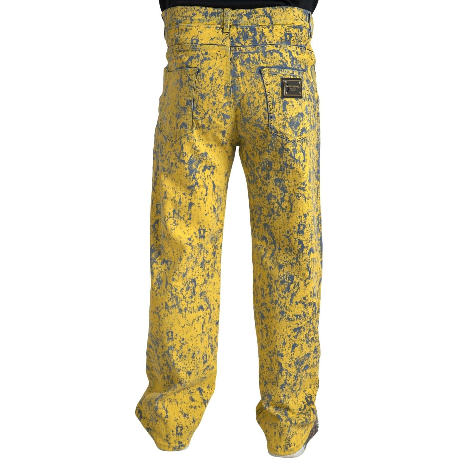 Dolce & Gabbana Yellow Cotton Tie Dye Straight Denim Jeans