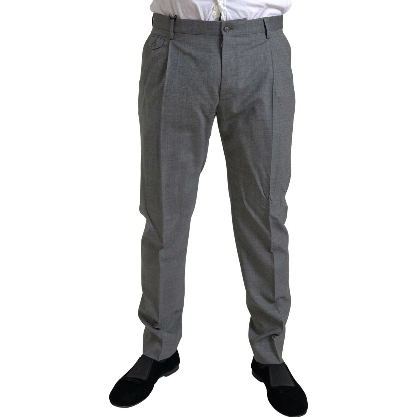 Dolce & Gabbana Elegant Skinny Wool Dress Pants in Grey Dolce & Gabbana