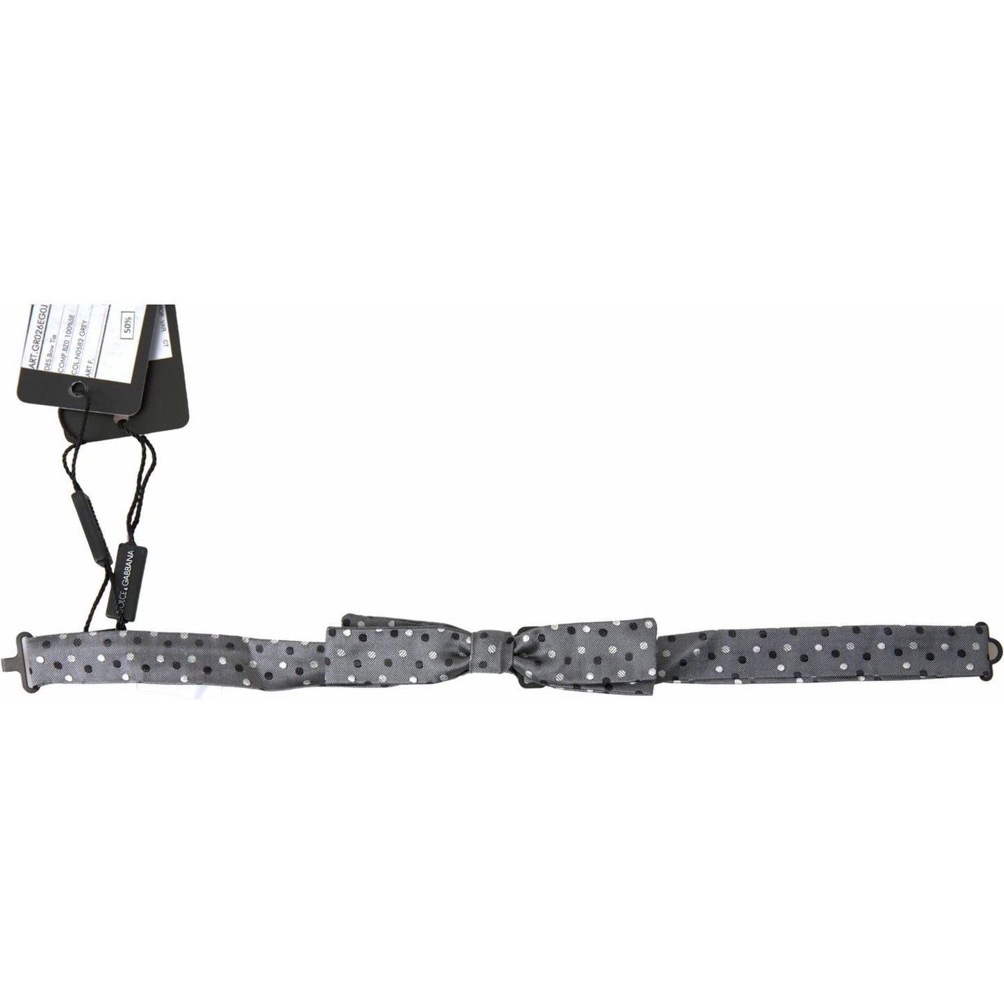 Dolce & Gabbana Gray Polka Dot Silk Adjustable Men Neck Papillon Bow Tie